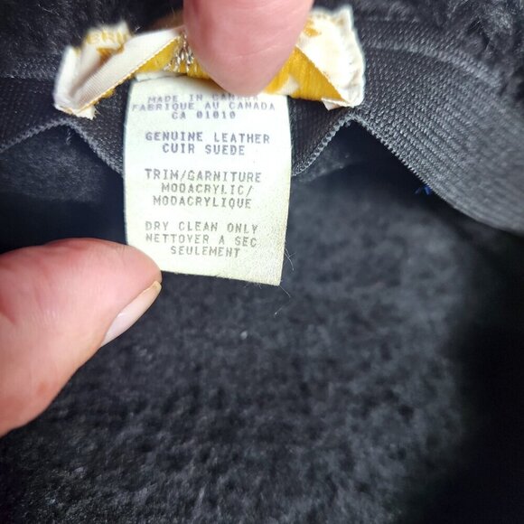 Vintage L'hiver en Folie Leather Winter Hat Wool Acrylic Trim Black Canada 80s - Picture 6 of 6